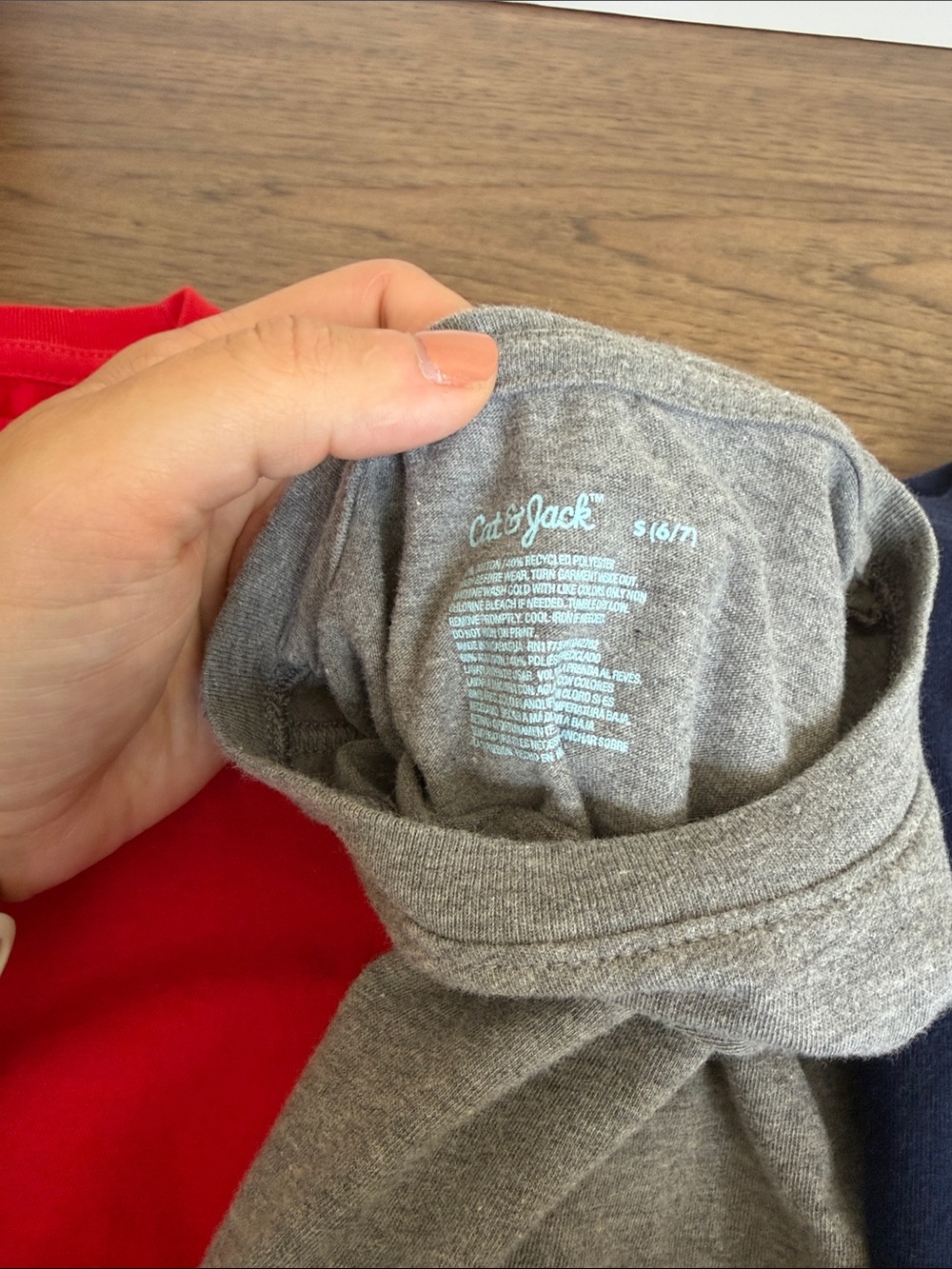 Bundle of 3 Cat & Jack Kids Crew Neck T-Shirt Pack - Red, Gray, Navy - Picture 2 of 5